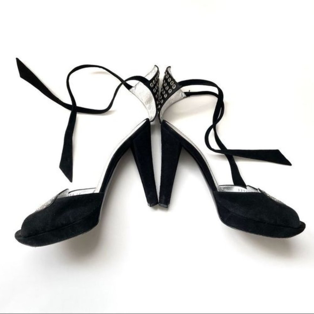 Casadei Grommet Heart Ankle Strap Heels Size 8